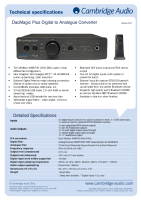 Cambridge Audio DacMagic Plus - Technical Specificationss 